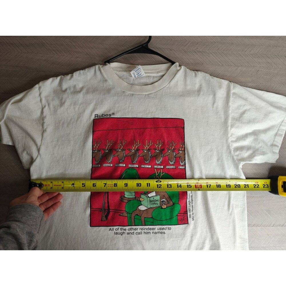 Vintage Rubes T-Shirt Christmas Cartoon Reindeer Graphic Men's L Single Stitch - Picture 8 of 10